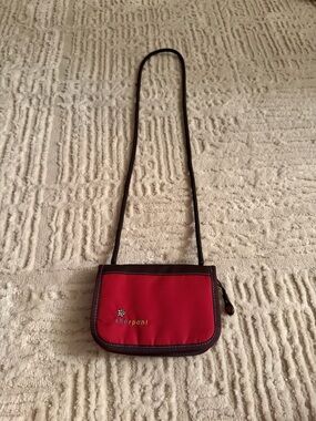 Sherpani Crossbody Wallet Bag Red Brown Travel Mini Purse Adjustable Strap